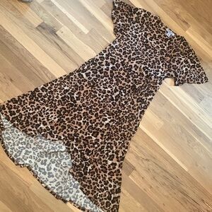 MOTHERHOOD Maternity Leopard Print High Low Flowy Nursing Wrap Dress Women’s M